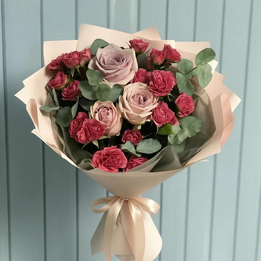 Букет цветов из: Гвоздики и Розы в Новокорсунской