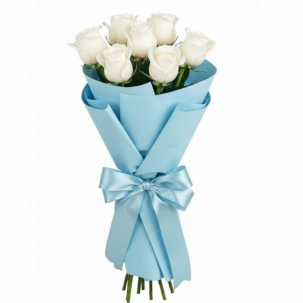 Букет 7 белых роз Проуд в Новокорсунской