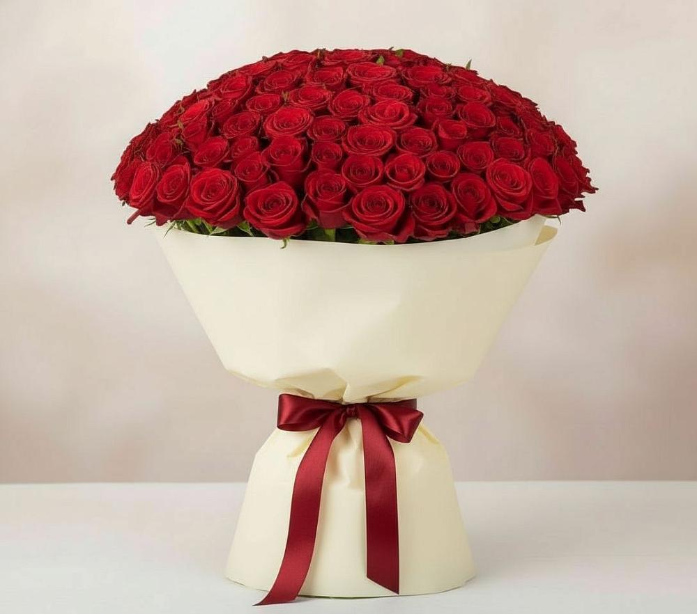 Букет 101 Красная роза Милано в Новокорсунской