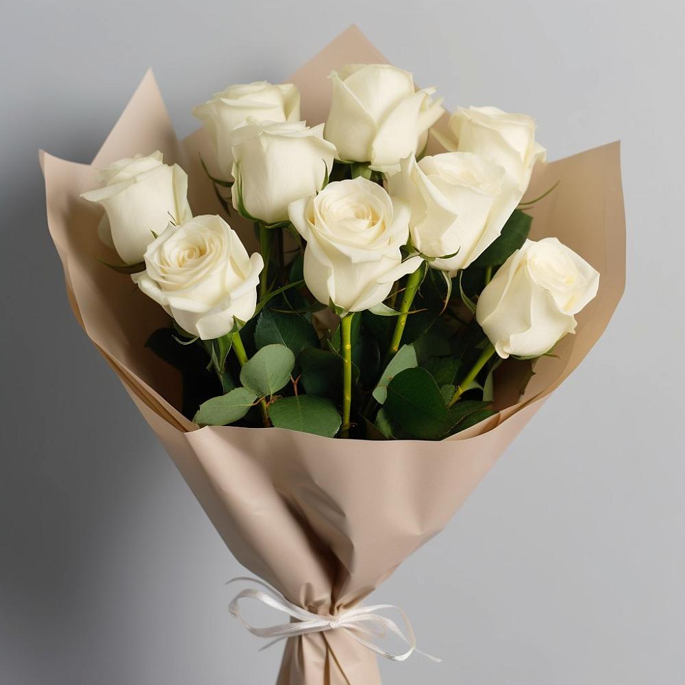 Букет 9 Белых роз Эдлесс Лав в Новокорсунской