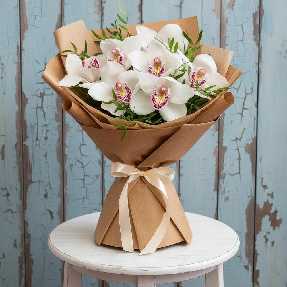 Букет цветов из: Орхидеи и Розы в Новокорсунской