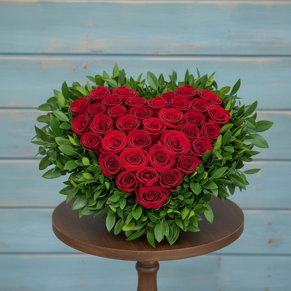 Цветочная композиция из Розы в виде сердца в Новокорсунской