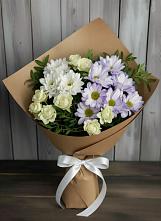 Букет цветов из:  Хризантемы и Розы в Новокорсунской