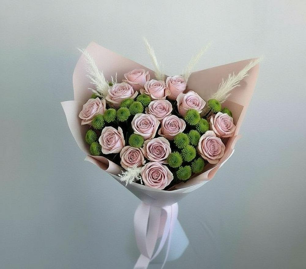 Букет цветов из: Розы и Хризантемы в Новокорсунской