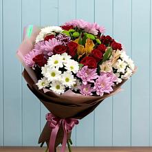 Букет цветов из:  Розы, Хризантемы и Альстромерии в Новокорсунской