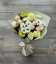 Букет цветов из:  Альстромерии, Розы и Хризантемы в Новокорсунской